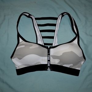 PINK Camo zip up Sports Bra